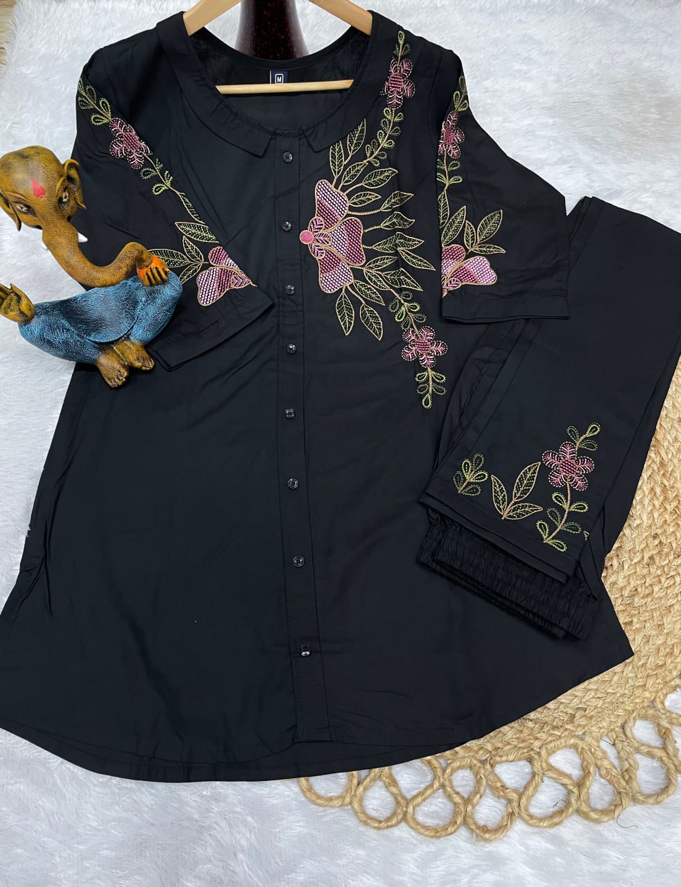 Pramukh Fab Black Color Rayon Co-ords Set