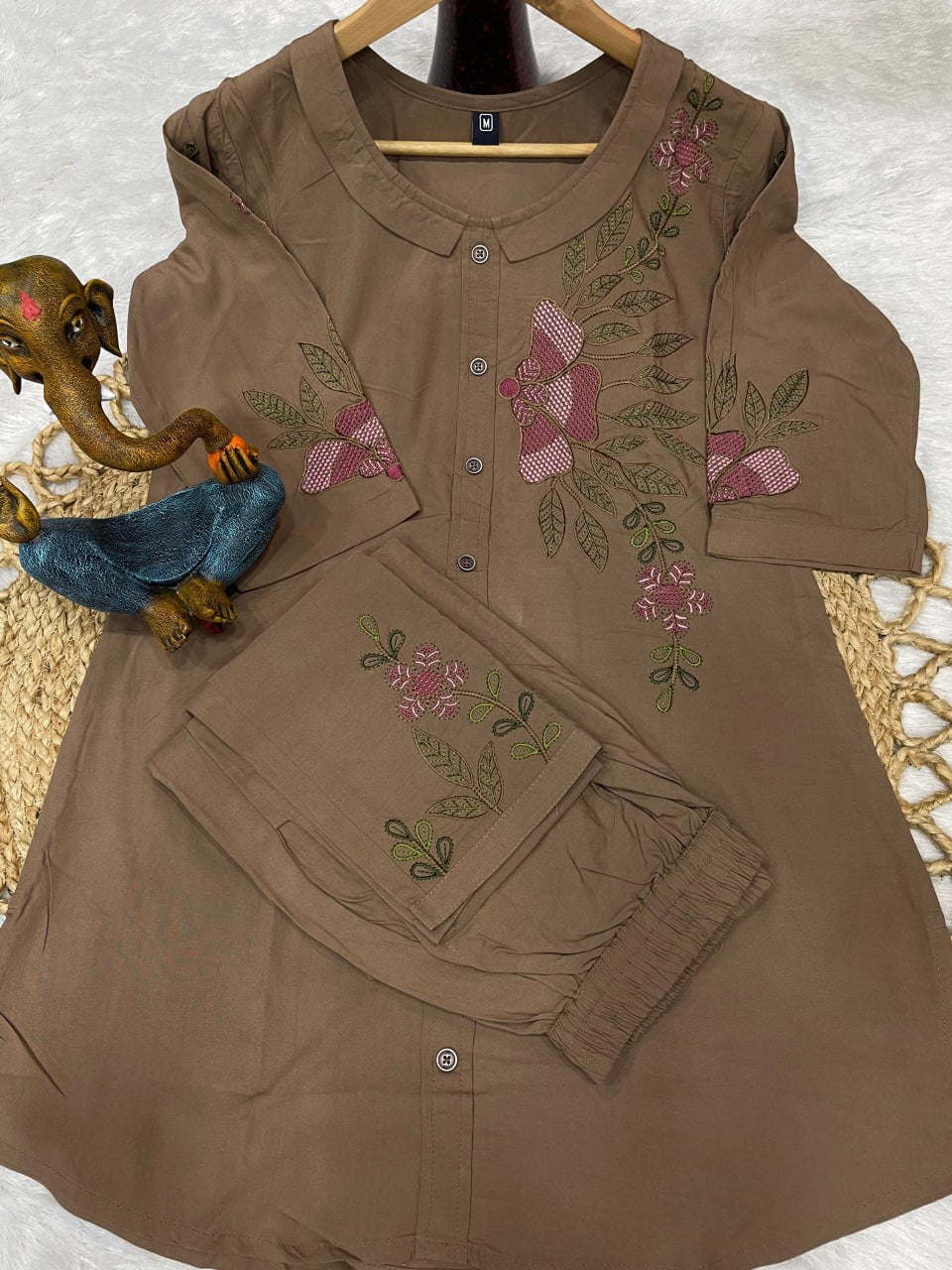 Pramukh Fab Brown Color Rayon Co-ords Set