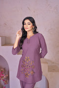 Pramukh Fab Lavender Color Rayon Co-ords Set