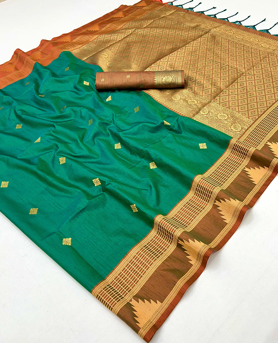 Monjolika Fashion Green Weaving Work Tussar Silk Festival Contemporary Saree