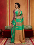Monjolika Fashion Multi Colour Handloom Silk Blend Contemporary Saree With Weaving Work