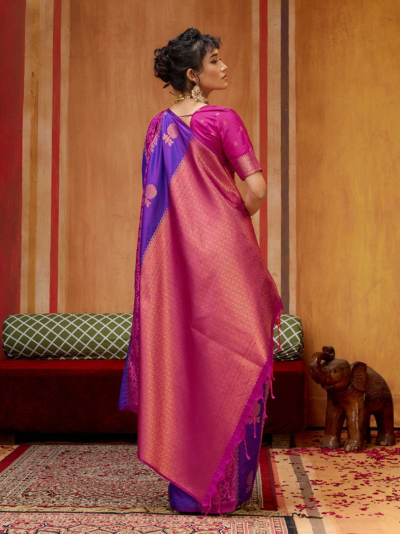 Monjolika Fashion Multi Colour Handloom Silk Blend Contemporary Saree With Weaving Work