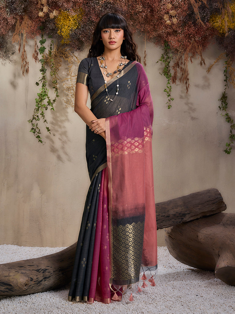Monjolika Fashion Multi Colour Viscose Cotton Weaving Contemporary Saree