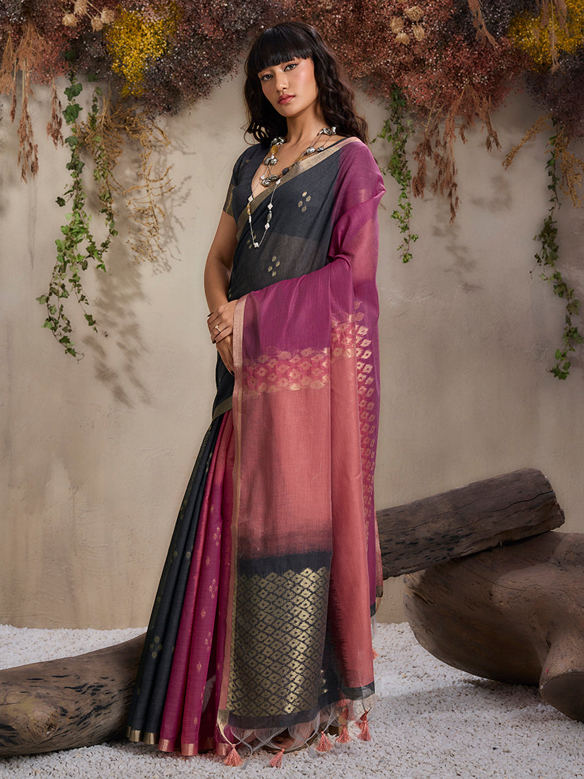 Monjolika Fashion Multi Colour Viscose Cotton Weaving Contemporary Saree
