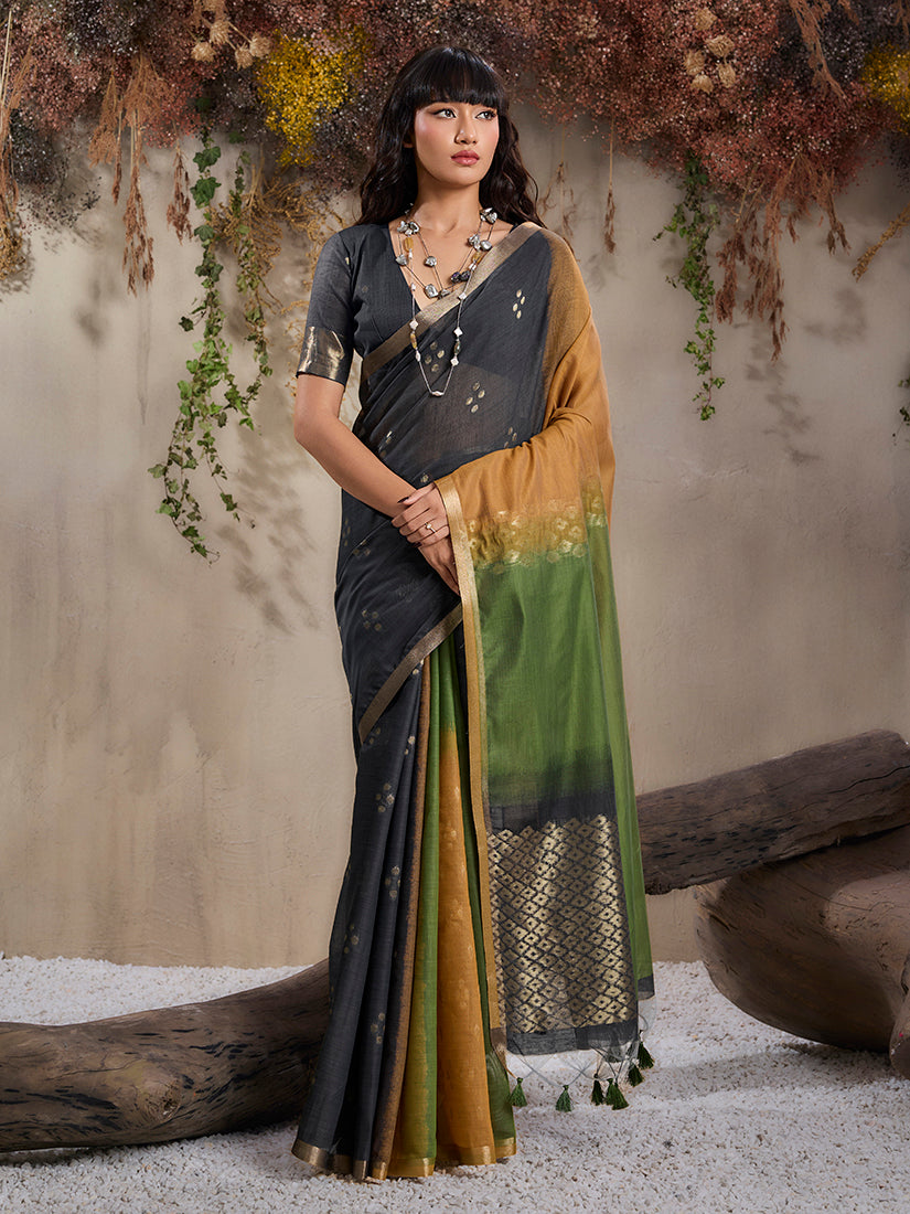 Monjolika Fashion Multi Colour Viscose Cotton Weaving Contemporary Saree
