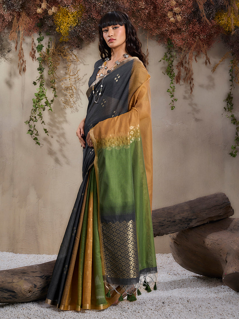 Monjolika Fashion Multi Colour Viscose Cotton Weaving Contemporary Saree