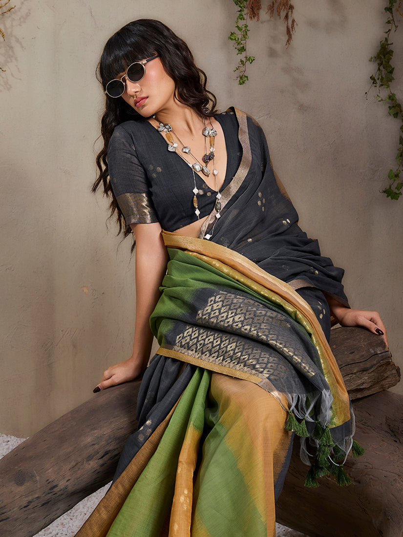 Monjolika Fashion Multi Colour Viscose Cotton Weaving Contemporary Saree