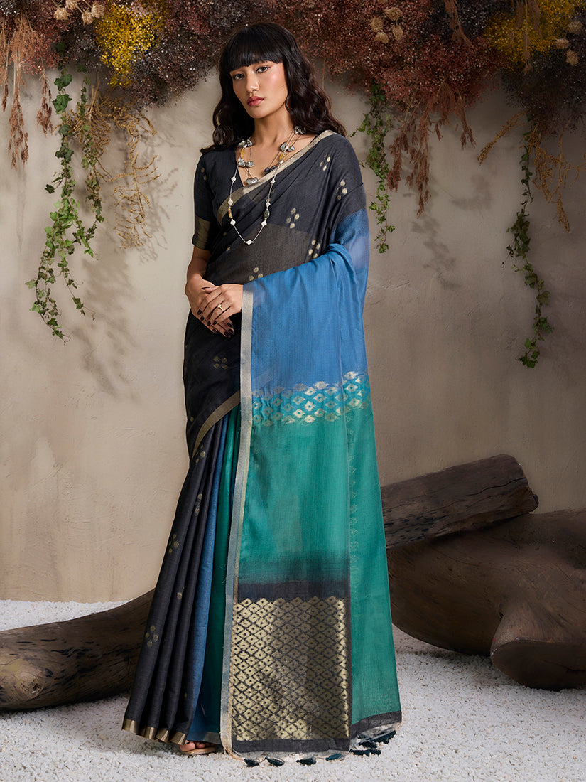 Monjolika Fashion Multi Colour Viscose Cotton Weaving Contemporary Saree