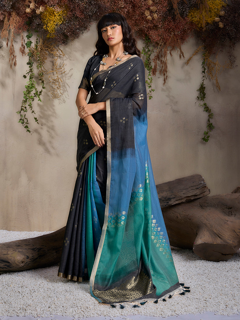Monjolika Fashion Multi Colour Viscose Cotton Weaving Contemporary Saree