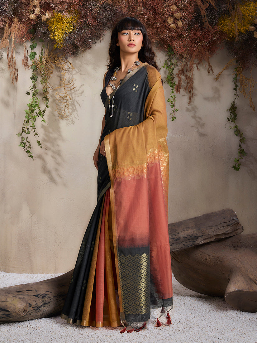 Monjolika Fashion Multi Colour Viscose Cotton Weaving Contemporary Saree