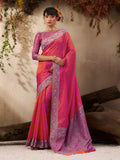 Monjolika Fashion Salmon woven Kanjivaram Silk Blend Saree