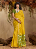 Monjolika Fashion Tussar Silk Blend woven Work Saree in Mustard