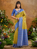 Monjolika Fashion Woven Work Silk Blend Mustard Saree