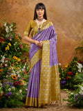 Monjolika Fashion Woven Work Silk Blend Lavender Saree