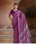 Monjolika Fashion Purple Printed Satin Saree