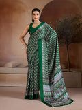 Monjolika Fashion Dark Green Printed Satin Saree