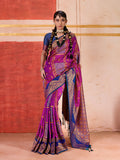 Monjolika Fashion Silk Blend woven Work Magenta Saree
