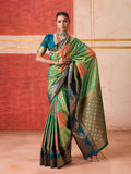 Monjolika Fashion Silk Blend woven Work Green Saree