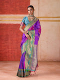 Monjolika Fashion Silk Blend woven Work Purple Saree