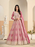Monjolika Fashion Faux Georgette Embroidered Pink Anarkali Salwar Kameez