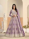 Monjolika Fashion Faux Georgette Embroidered Light Purple Anarkali Salwar Kameez