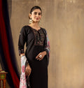 Pramukh Fab Black Color Roman Silk Kurta Set