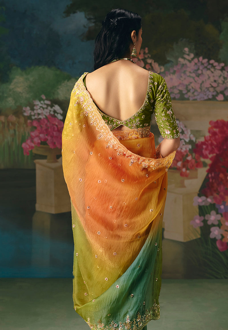 Monjolika Fashion Fancy Fabric Embroidered Saree in Multicolor