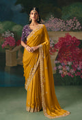 Monjolika Fashion Fancy Fabric Embroidered Saree in Mustard
