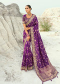 Monjolika Fashion Viscose Embroidered Dark Magenta Saree