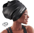 Keary Extra Large Swim Cap for Braids and Dreadlocks Extensions Weaves Long Hair, Waterproof Silicone Cover Ear Bath Pool Shower Swimming Cap for Adult Youth to Keep Hair Dry, Easy to Put On and Off