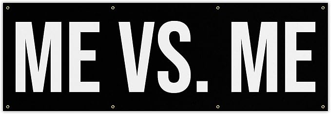 Damdekoli Me Vs Me Banner - Motivational Home Gym Decor - Large Quote Wall Art - Weightlifting - Inspirational (108 x 36 Inches)