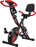BARWING Stationary Exercise Bike for Home Workout, 5 IN 1 Foldable Indoor Cycling Bike for Seniors, 350LB Capacity, 16-Level Magnetic Resistance, Seat Backrest Adjustments