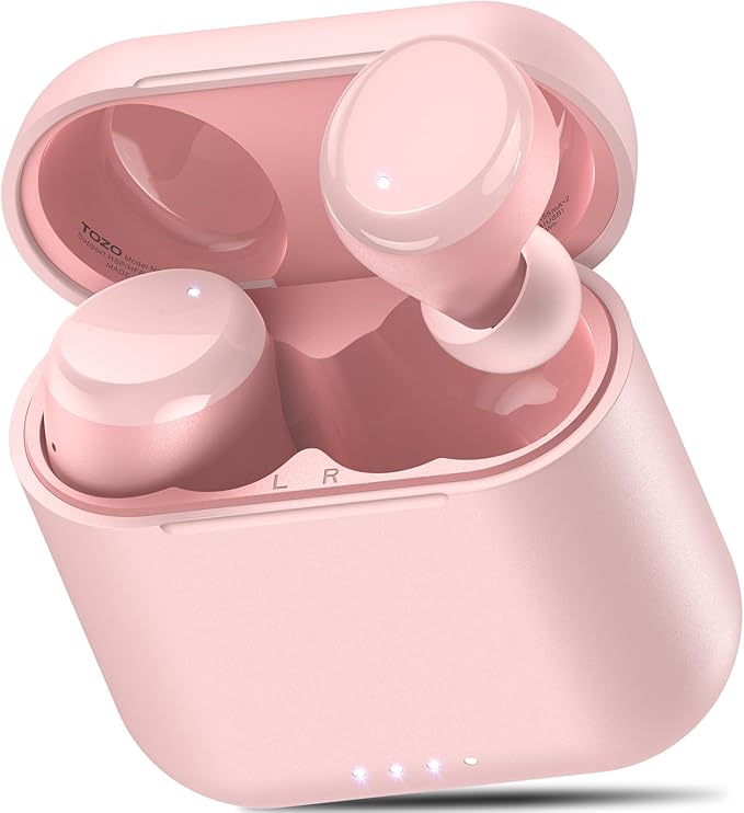 TOZO T6 Wireless Earbuds, IPX8 Waterproof Ear Buds, Stereo Bass Sound Bluetooth 5.3 Headphones in Ear, 50 Hours Playtime Earphones, Wireless Charging Case, Custom 32 EQ via APP
