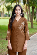 Pramukh Fab Brown Color Rayon Co-ords Set