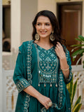 Pramukh Fab Firoji Color Roman Silk Kurta Set