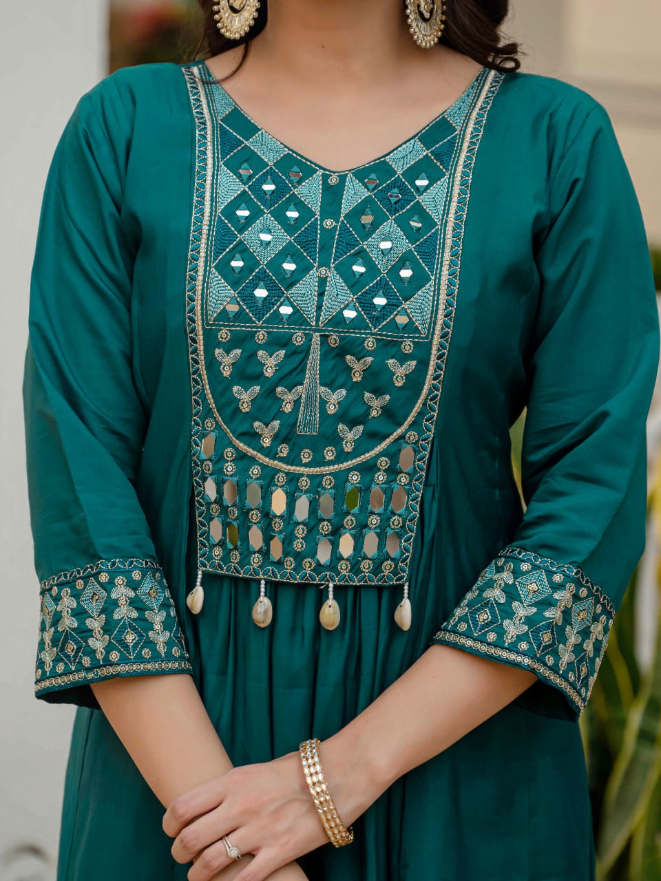 Pramukh Fab Firoji Color Roman Silk Kurta Set
