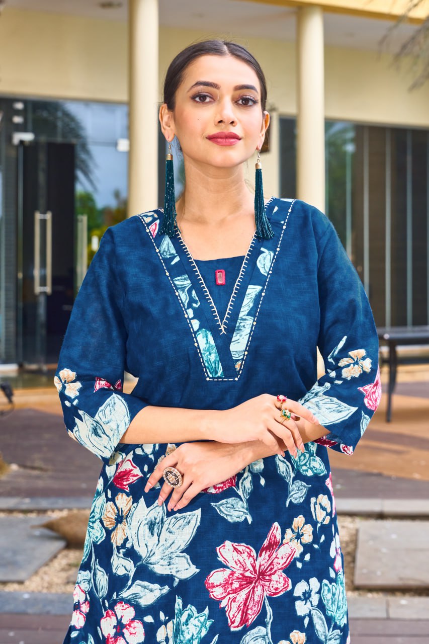 Pramukh Fab Teal Color Cotton Co-ord Set