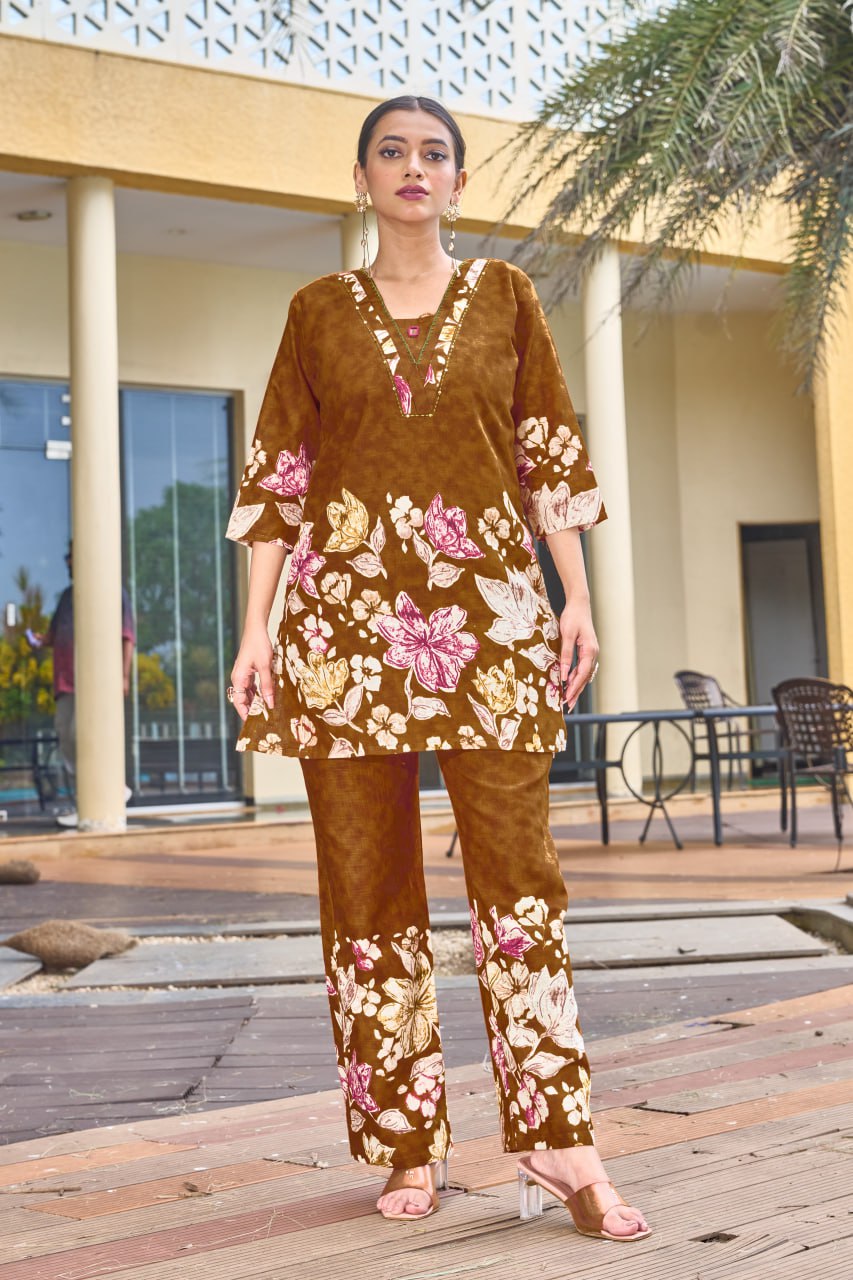 Pramukh Fab Mustard Color Cotton Co-ord Set