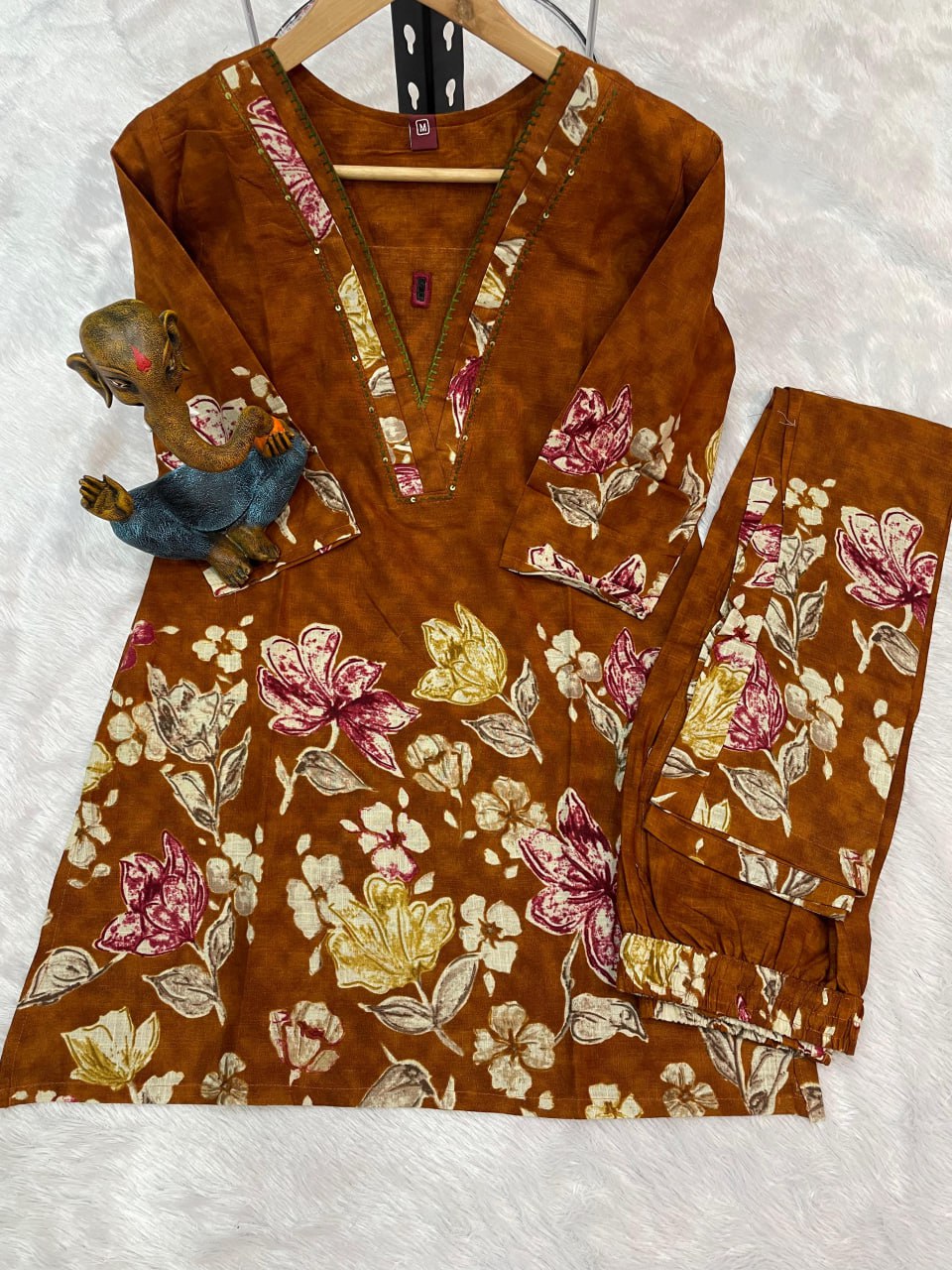 Pramukh Fab Mustard Color Cotton Co-ord Set