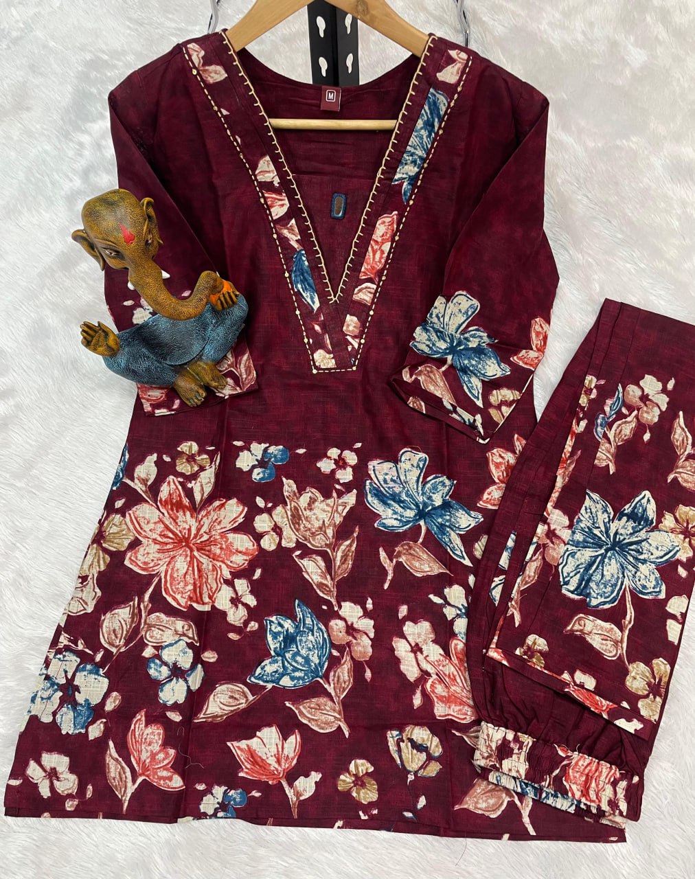 Pramukh Fab Maroon Color Cotton Co-ord Set