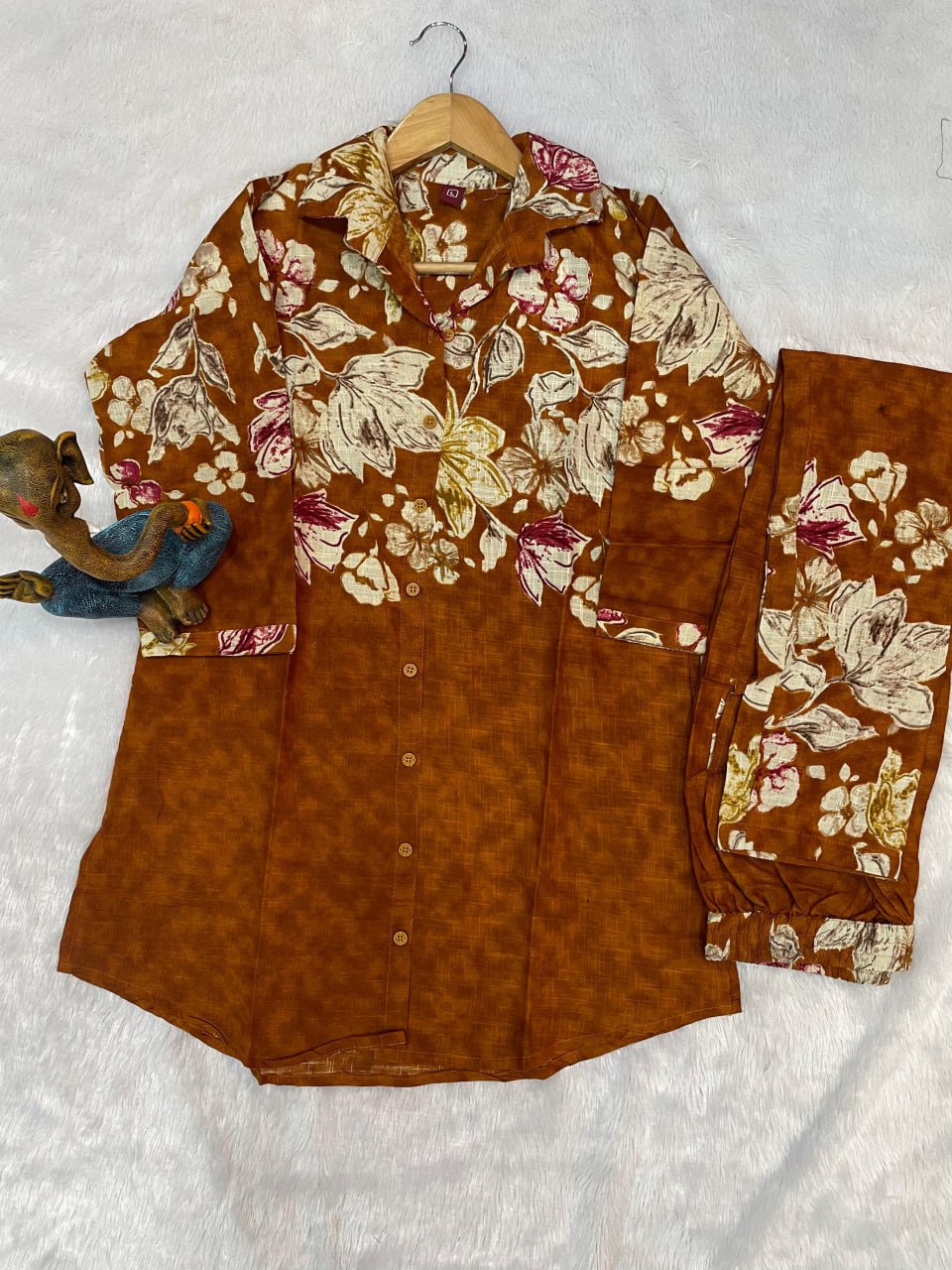 Pramukh Fab Mustard Color Cotton Co-ord Set