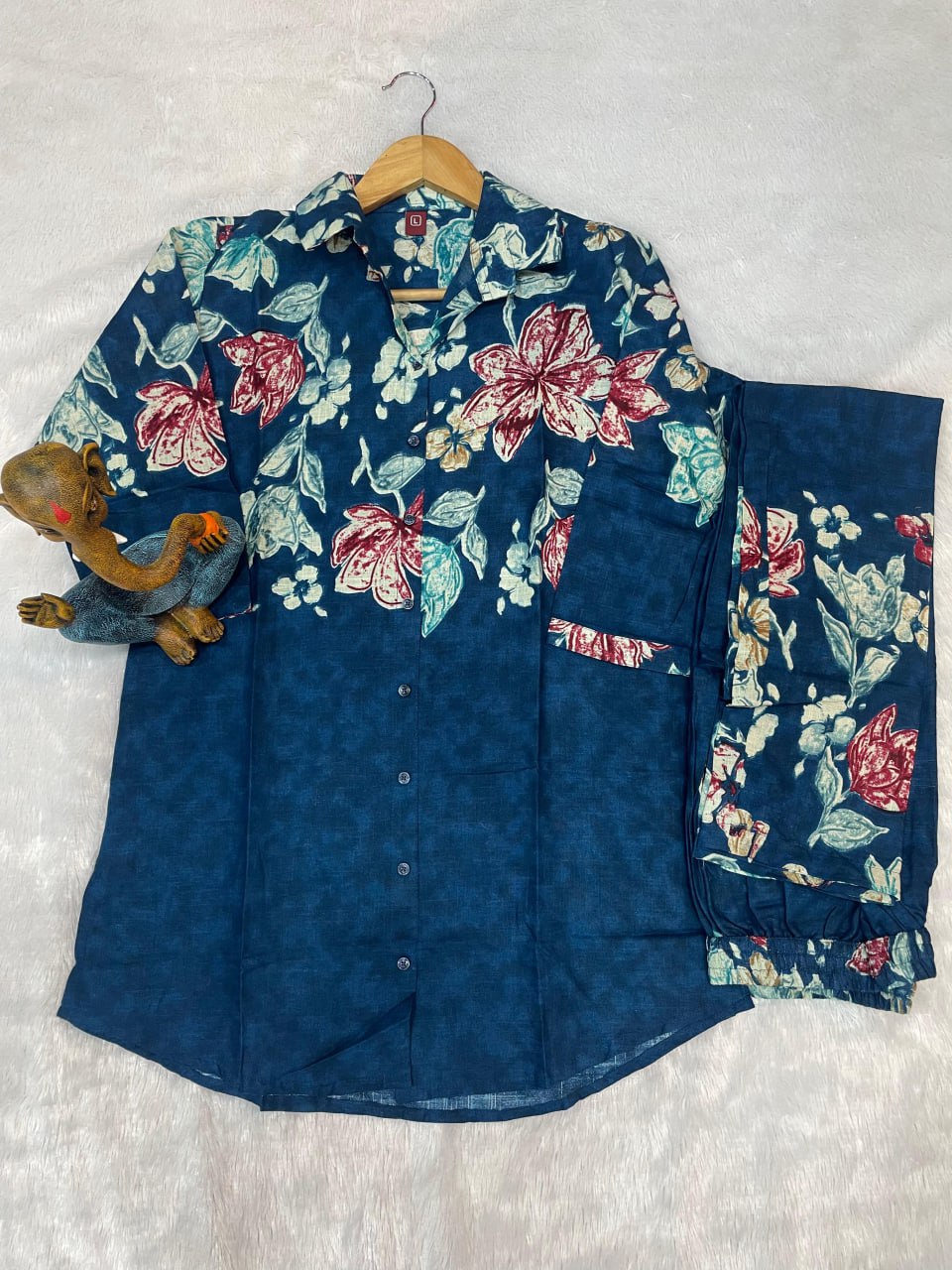 Pramukh Fab Teal Color Cotton Co-ord Set