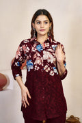 Pramukh Fab Maroon Color Cotton Co-ord Set