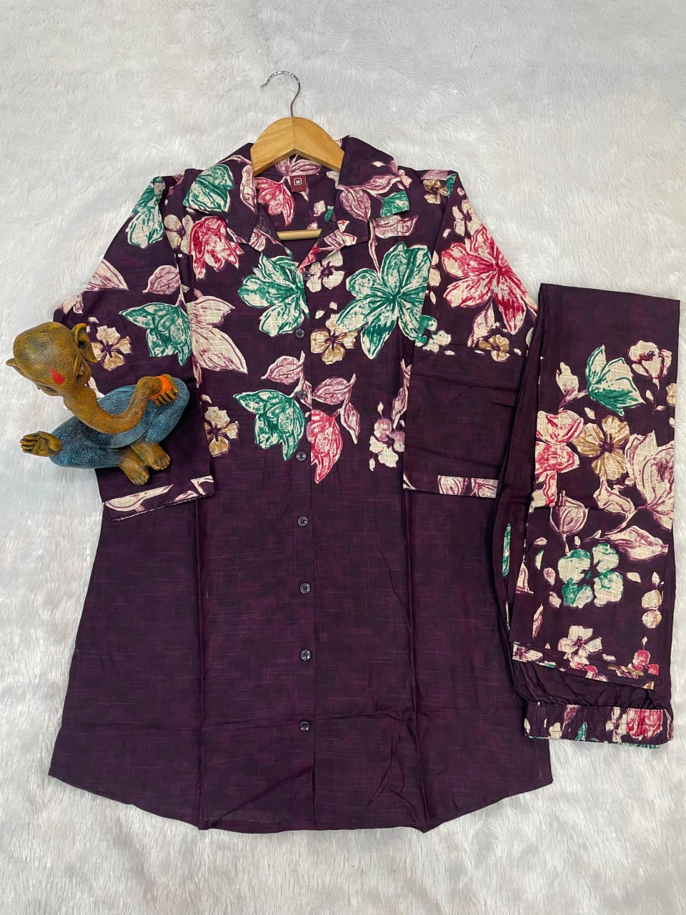 Pramukh Fab Purple Color Cotton Co-ord Set