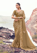 Monjolika Fashion Chiku Embroidered Banarasi Silk Blend Saree