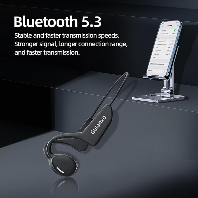 Open Ear Headphones, Open Wireless Earphones, 15HBluetooth Playback 5.3 Sports Earphones, Built-in Microphone, Suitable for Sports Running,Exercise (Black)