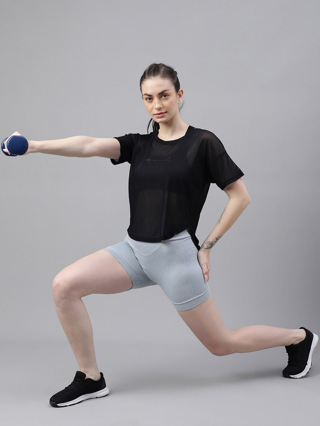 MKH Relaxed Fit Typography Printed Drop-Shoulder Sleeves Dri-FIT Sheer Training T-shirt