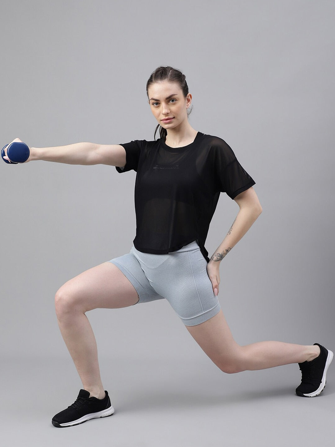 MKH Relaxed Fit Typography Printed Drop-Shoulder Sleeves Dri-FIT Sheer Training T-shirt