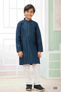 Raivat Ethnic Art Silk Embroidery Work Kids Kurta Pajama In Teal Green Colour