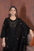 Pramukh Fab Black Color Viscose Roman Kurta Set